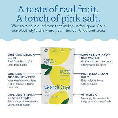 Organic Hydration Electrolyte Drink Mix, Certified Organic Hydration Powder, Non-GMO, Biochecked