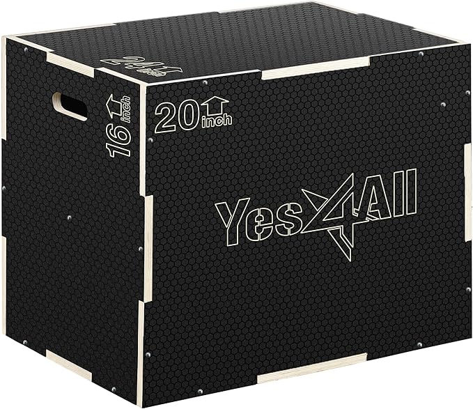 Yes4All 3 in 1 Non-Slip Wooden Plyo Box, Step Up Box for Workout, Plyometric Jump Box for Skipping
