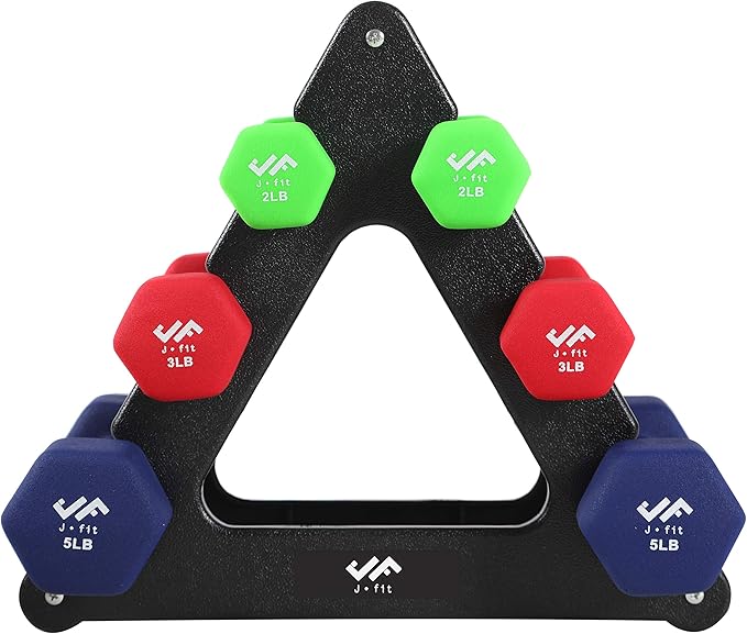 JFIT Dumbbell Pairs or Sets – Neoprene & Vinyl Coated Hand Weights for Home Gym, Strength Training