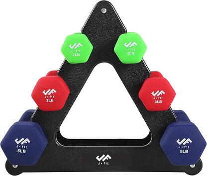 JFIT Dumbbell Pairs or Sets – Neoprene & Vinyl Coated Hand Weights for Home Gym, Strength Training