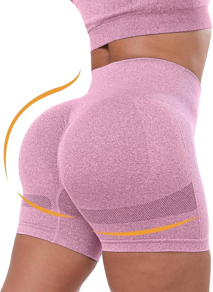 CHRLEISURE Women's 4 Packs Workout Gym Shorts, High Waisted Butt Lifting Scrunch Butt Seamless