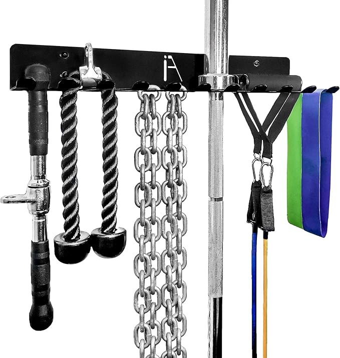 IRON AMERICAN USA Omega Gym Storage Rack 9 OR 11 Hook Heavy-Duty Gym Wall Organizer Gym Caddy