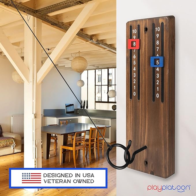 Play Platoon Hook and Ring Toss Bar Game for Adults - Wood Toss Ring Game for Adults - Perfect