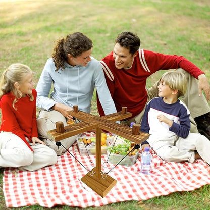 Hook Toss Game, Ring Toss Game, Handmade Wooden Ladder, Throwing Hook and Ring Battle Game for