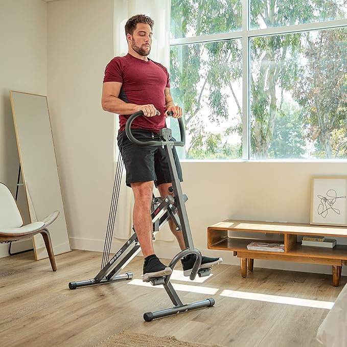 Sunny Health & Fitness Row-N-Ride® Plus, Heavy Duty Assisted Squat Machine with 300 LB Max Weight
