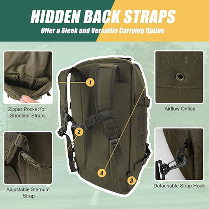 55L Large Travel Gym Duffle Bag Military Tactical Backpack, Army Pack 3 Day Bug Out Bag Rucksack