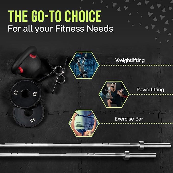 Invictus Men’s Barbell (7FT) (44LBS Bar Weight) (1500LBS Weight Capacity) Weight Training Barbell