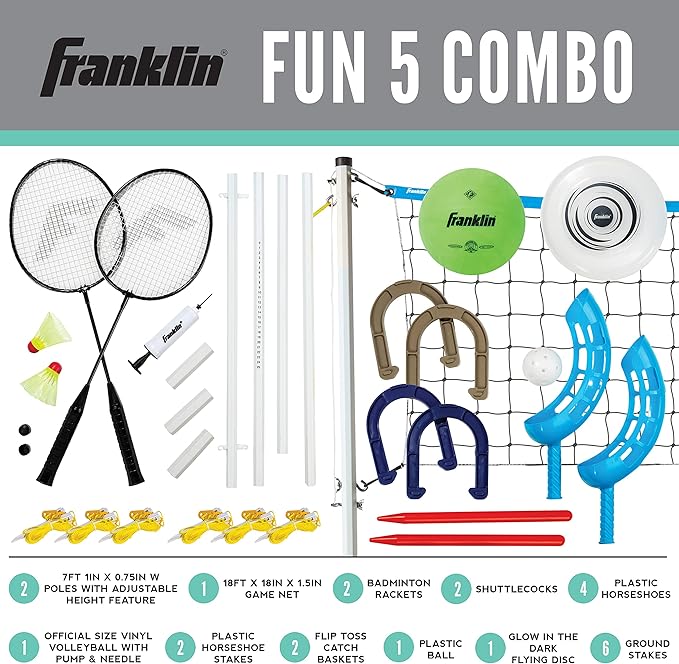 Franklin Sports Fun 5 Combo Outdoor Game Set - Backyard, Beach + Camping Games for Kids