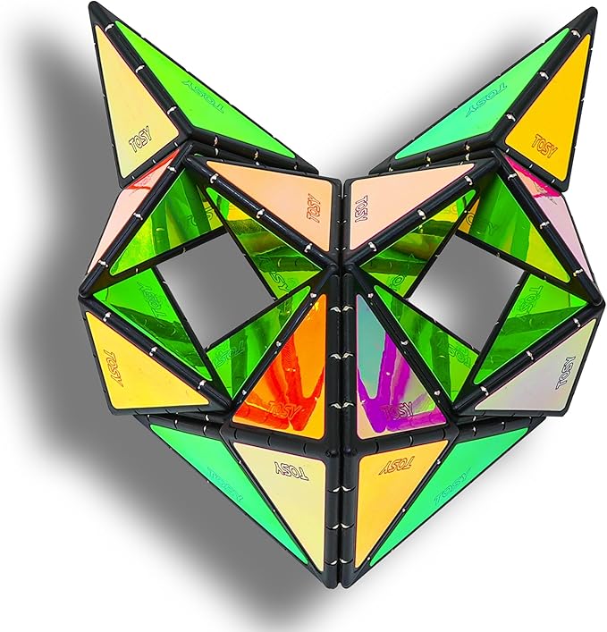 TOSY Magnet Pyramid Glow - 1 Cube Transforms into 1 Billion Shapes, 12 Pieces, 243 Rare Earth
