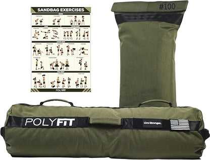 Polyfit Sandbag Pro - Workout Sandbag with Triple Closure Filler Bag and Reinforced Nylon Webbing
