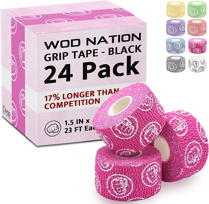 WOD Nation Flexible Hook-Grip Athletic Tape – Easy-Tear, Sweat-Proof Thumb & Finger Strips for