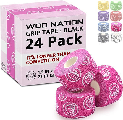 WOD Nation Flexible Hook-Grip Athletic Tape – Easy-Tear, Sweat-Proof Thumb & Finger Strips for