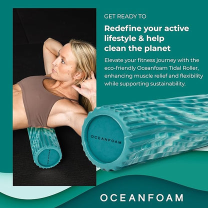 Oceanfoam Tidal Roller - Jade & Seafoam Marbled - Muscle Massage Foam Roller for Back Pain &