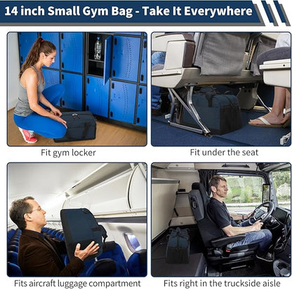 Small Gym Bag with Wet Pocket - 14 inch Mini Duffle Bag for Men & Women Lightweight Carry On Bag