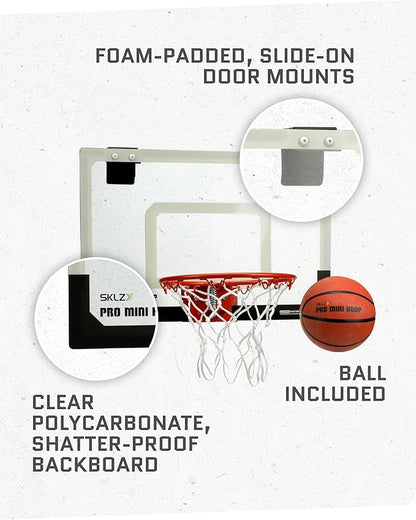 SKLZ Pro Mini Indoor Basketball Hoop - Over The Door ??Portable - Great For Home, Dorms, Offices