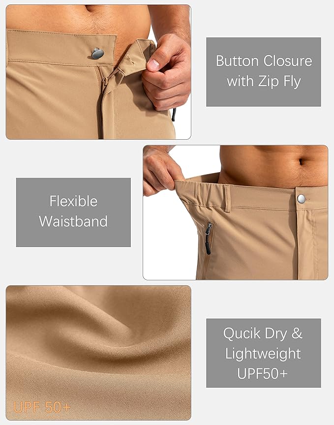 Pudolla Men's Hiking Cargo Shorts 9" Lightweight Outdoor Work Shorts for Men Travel Golf Camping