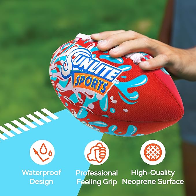 Sunlite Sports Waterproof Football for Lawn Backyard Pool Beach Lake Park Water Toy, Outdoor Play