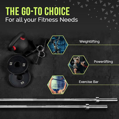 Olympic Training Barbell (6FT) (15 Pound Weight) (300 LBS Capacity), Home Gym Fitness Equipment