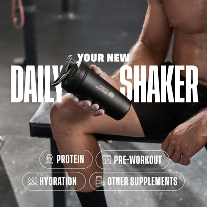 BlenderBottle Sport Flip Stainless Steel Shaker Bottle 24 oz White
