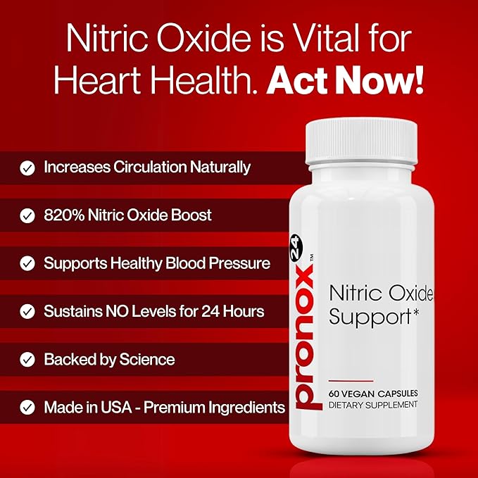 Nitric Oxide Booster Supplement with Magnesium, Zinc, Vitamin B12, Vitamin C & Vitamin D3 | 24-Hour