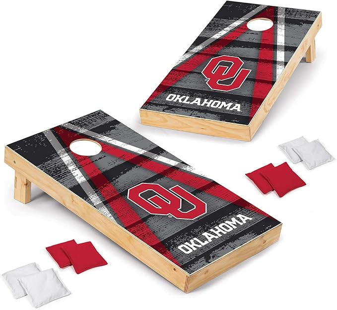 Wild Sports NCAA College 2' x 4' Wood Direct Print Tournament Cornhole Set, 8 Bean Bags, Vintage