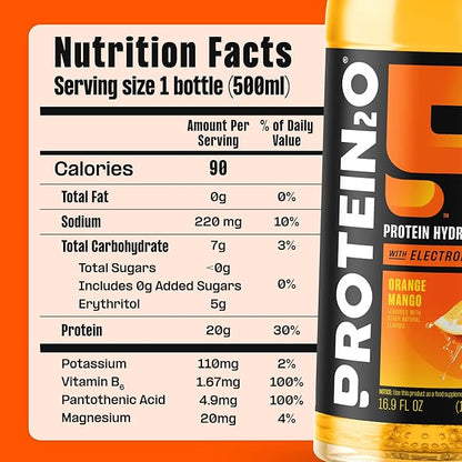 Protein2o Hydration Drink - 2-in-1 Liquid Clear Whey Protein Isolate and Electrolyte Drink - 20g