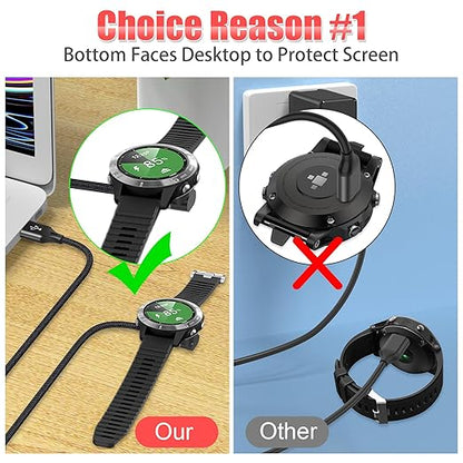 AGVEE 2 Pack 3.3ft Charger for Garmin Watch, L-Shape Charging Cable for Fenix, Forerunner