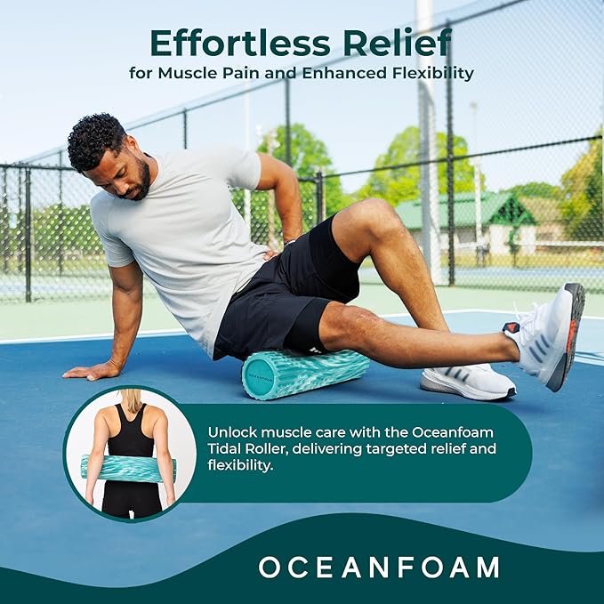 Oceanfoam Tidal Roller - Jade & Seafoam Marbled - Muscle Massage Foam Roller for Back Pain &