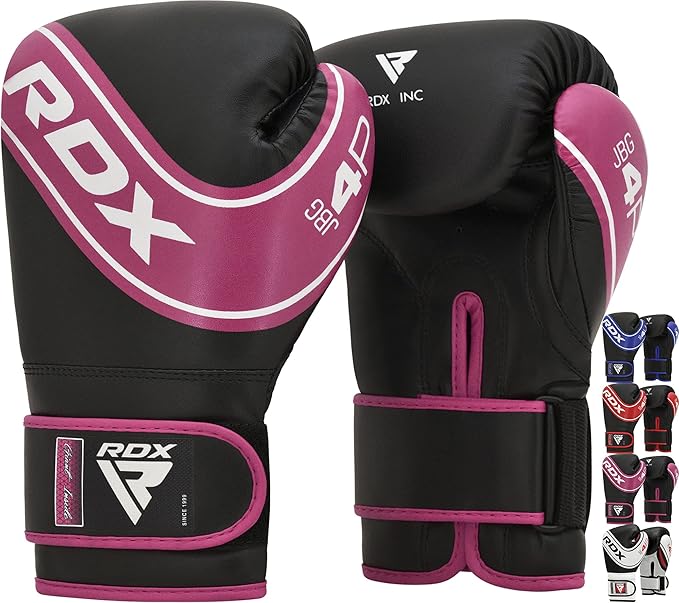 RDX Kids Boxing Gloves, 6oz 4oz Junior Training Mitts, Maya Hide Leather Ventilated Palm, Muay Thai