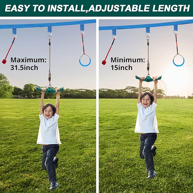 Swing Spins Set: 360° Handle Twist-Spin Flips Toy - Slackline Attachments Activate Play Powers