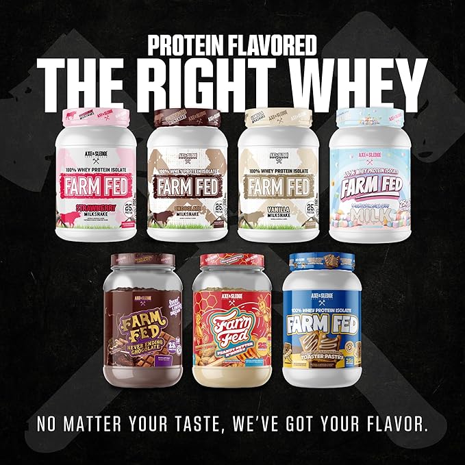 Axe & Sledge Farm Fed 100% Whey Protein Isolate | 25g Protein | Low Carb, Low Sugar, Gluten Free |