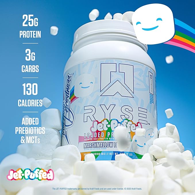 RYSE Loaded Protein Powder - Jet-Puffed Marshmallow - 25g Whey Protein Isolate & Concentrate with