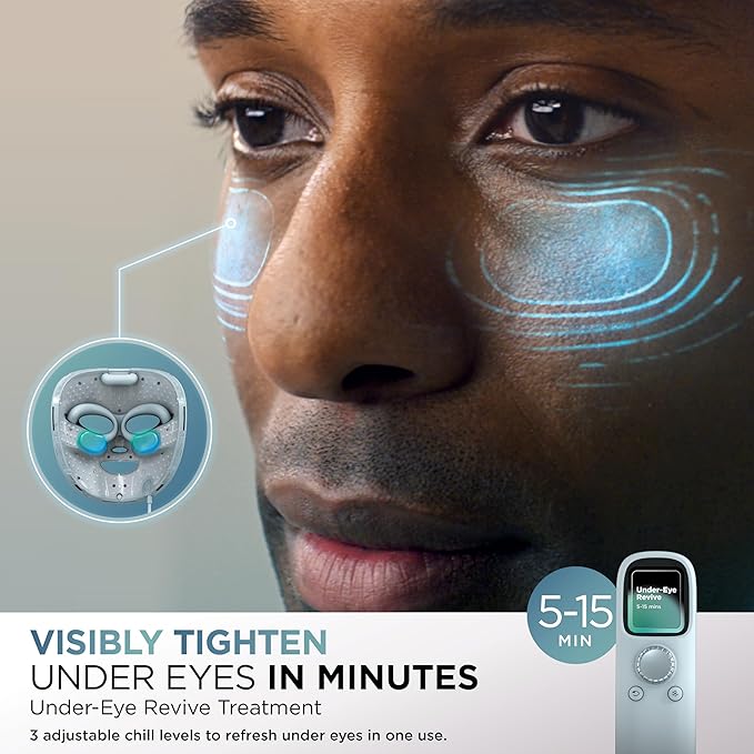 Shark CryoGlow LED Face Mask with Under-Eye Cooling, Anti-Ageing & Blemish Repair, Red & Blue LED