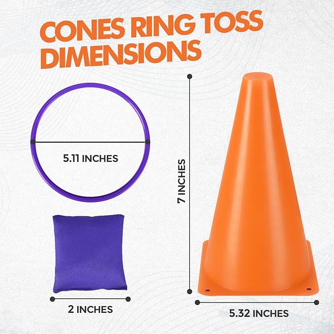 CircleCraft 31 Pcs. Plastic Cones and Rings Games Ring Toss Games for Adults, Carnival Games for