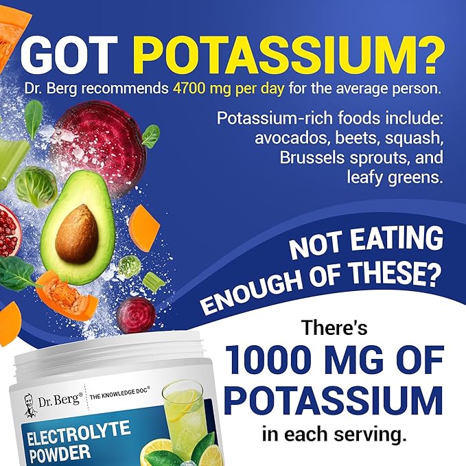 Dr. Berg Zero Sugar Hydration Keto Electrolyte Powder - Enhanced w/ 1000 mg of Potassium & Real