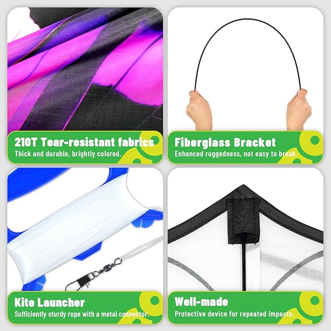 Butterflys for Kids, Beautiful Kite Easy to Fly for Beginners with 328 ft Line & Line Winder