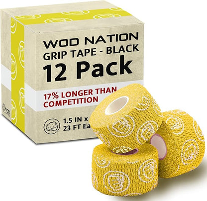 WOD Nation Flexible Hook-Grip Athletic Tape – Easy-Tear, Sweat-Proof Thumb & Finger Strips for