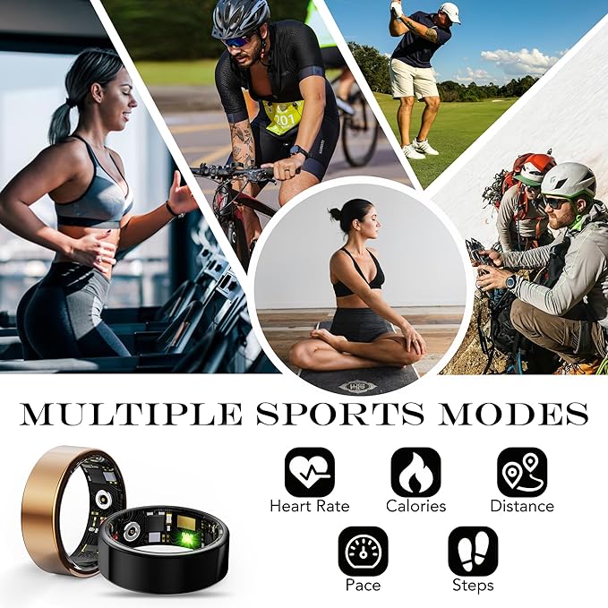 Smart Health Ring for Women Men Fitness Tracker with Heart Rate, Blood Oxygen, Blood Pressure