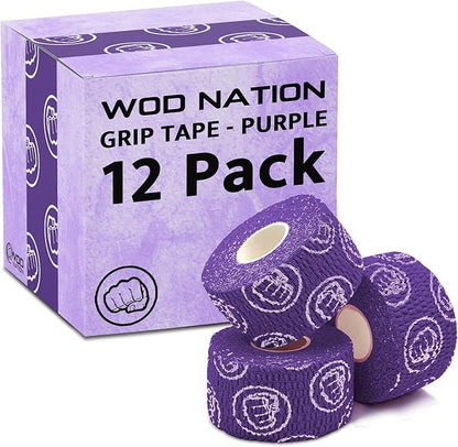 WOD Nation Flexible Hook-Grip Athletic Tape – Easy-Tear, Sweat-Proof Thumb & Finger Strips for