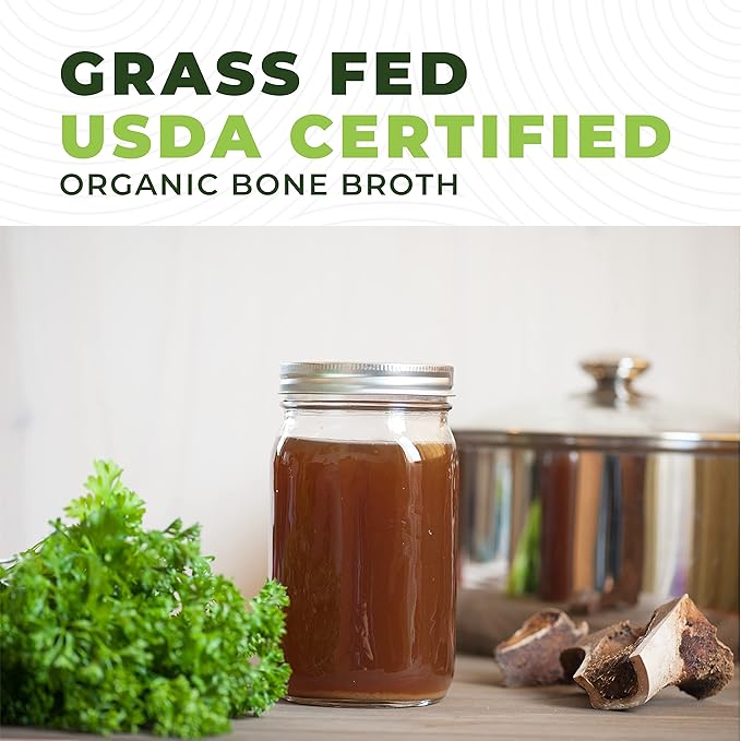 16oz Organic Bone Broth Protein Powder from Grass Fed Beef - USDA Certified Organic, Single
