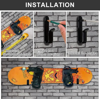 Snowboard Wall Mount Clips, Horizontal Skateboard Wall Mount，Snowboard Display Stand for Room