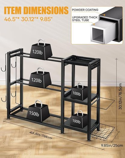 3-Tier Dumbbell Rack Stand Only - Adjustable Weight Rack for Home Gym, Heavy-Duty Weight Stand for