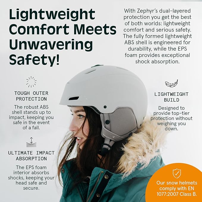 Retrospec Zephyr Ski Helmet - Snowboard Helmet for Adults & Youth - Adjustable Fit with Breathable
