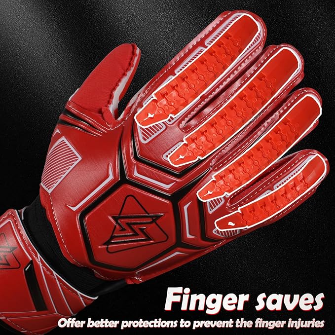Sportout Goalie Gloves, Goalkeeper Gloves with Finger Protection, Breathable Soccer Goalie Gloves