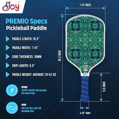 4Joy Pickleball Paddle Premio Series - Thermoformed Premium T700 Carbon Fiber Pickleball Paddless