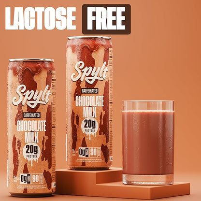 High Protein Chocolate Milk with 60mg Caffeine & 20g Protein - 90 Calories, Ready to Drink, Sugar