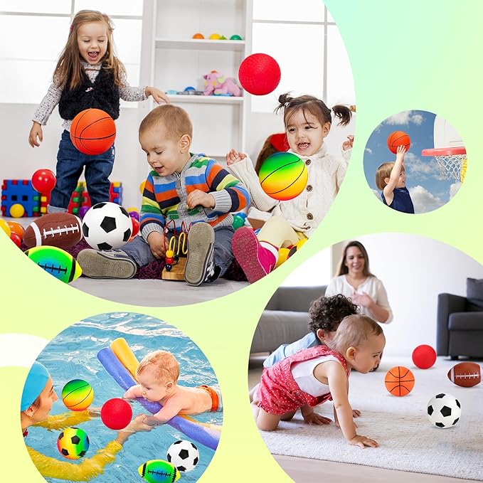 Balls for Toddlers Kids - 7 Pack 5" Small Playground Balls Soft Rubber - Indoor Outdoor Toddler