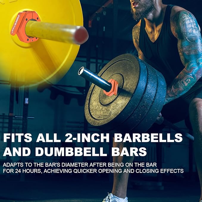 Barbell Clips (Pair), Barbell Clamps, Quick Release Olympic Barbell Clamps with Anti Slip TPR Grip