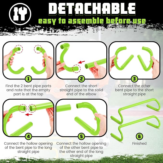 Wettarn 10 Pcs Speed Agility Training Hurdles Detachable Durable Hurdle Agility Plyometric and All