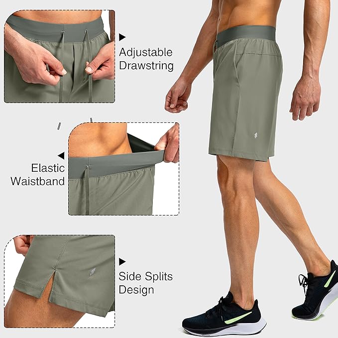 Men's Running Shorts with Zipper Pockets 9 Inch/ 7 Inch / 5 Inch Lightweight Quick Dry Gym Workout